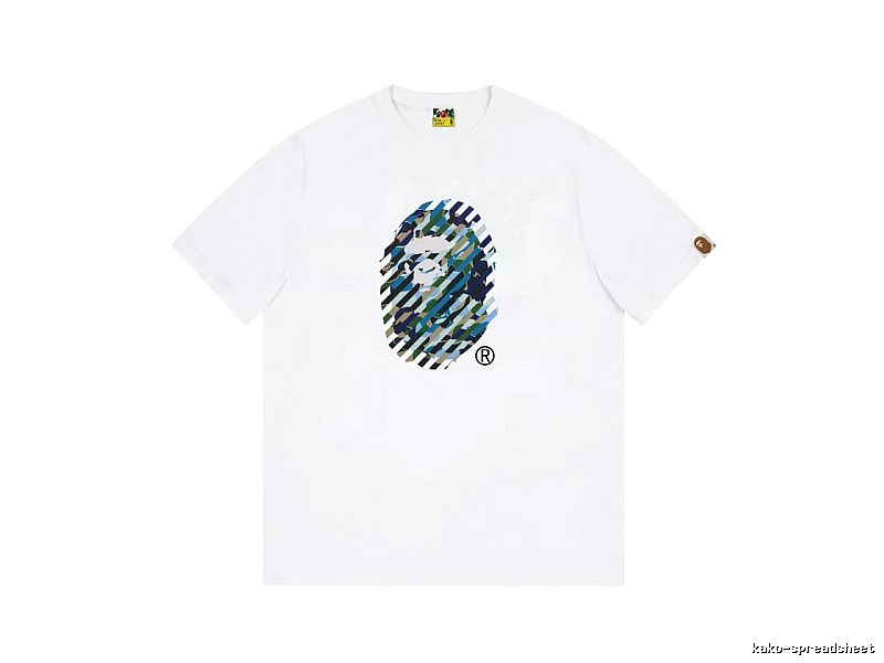 A Bape camouflage-style white T-shirt