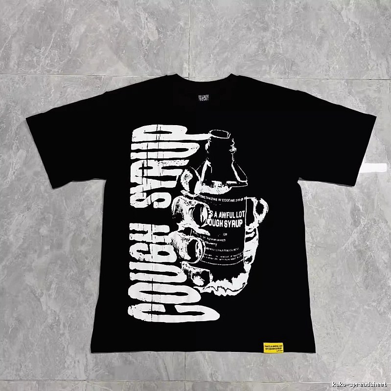 ALOCS Syrup Print Street Style Black T-Shirt