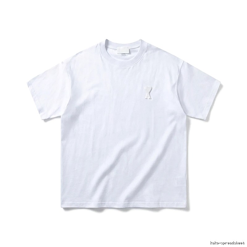 AMI Embroidered Minimalist Style White T-shirt