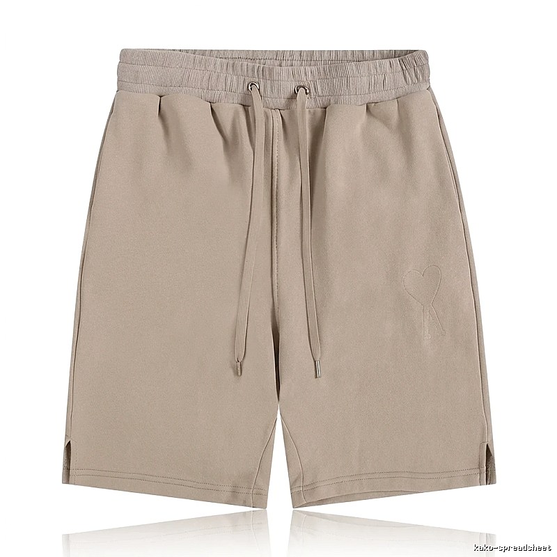 AMI Embroidered Trendy Brand Khaki Shorts