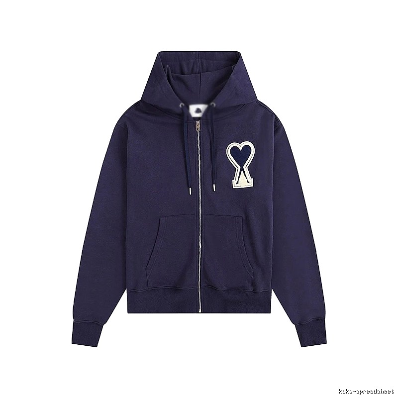 AMI Heart Pattern Zipper Hoodie