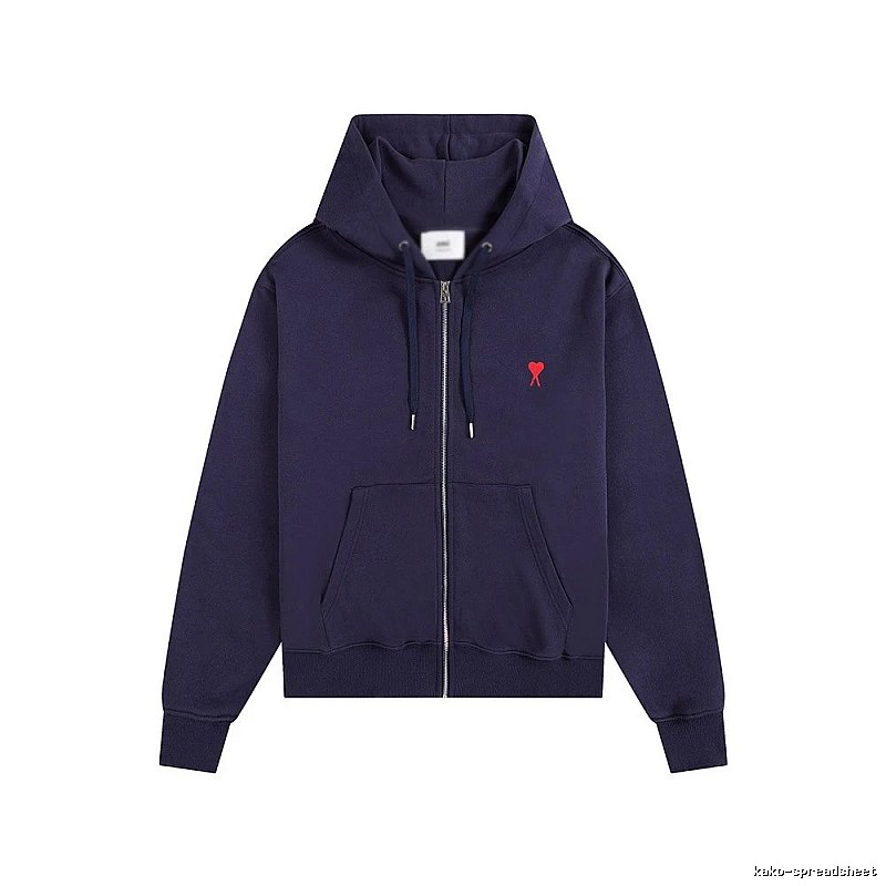 AMI Love Embroidery Style Dark Blue Hoodie