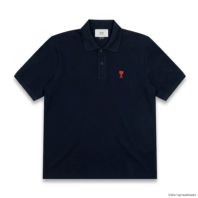 AMI Love Heart Logo Minimalist Style Polo Shirt