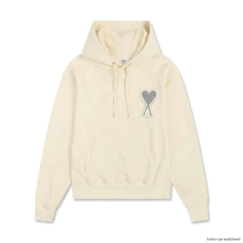 AMI Love Minimalist Style Beige Hoodie