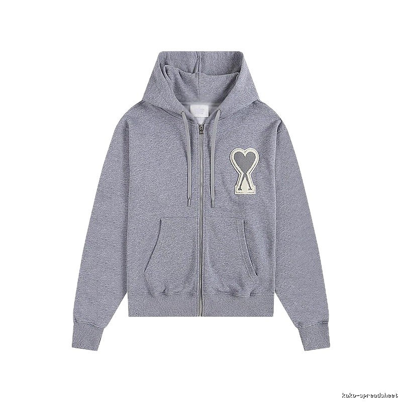 AMI Love Series Grey Zip-Up Hoodie