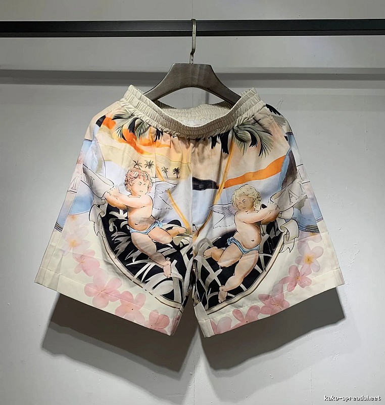 AMIRI Angel Print Vacation Style Beige Shorts