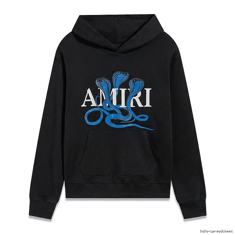 AMIRI black hoodie with snake - pattern printing