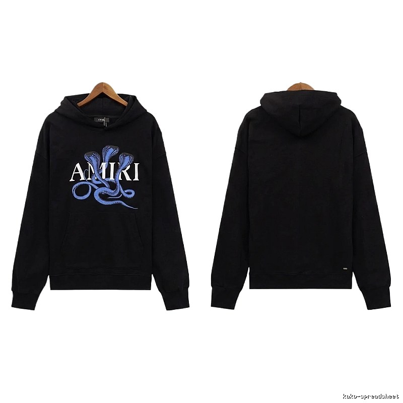 AMIRI Black Hoodie with Snake Print