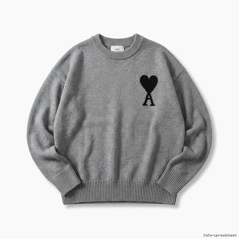 AMIRI Grey Knitted Sweater with Heart Pattern