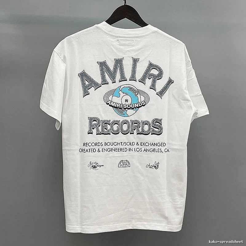 Amiri Letter Graphic White Blue Records Graphic T-Shirt Clean Colorway