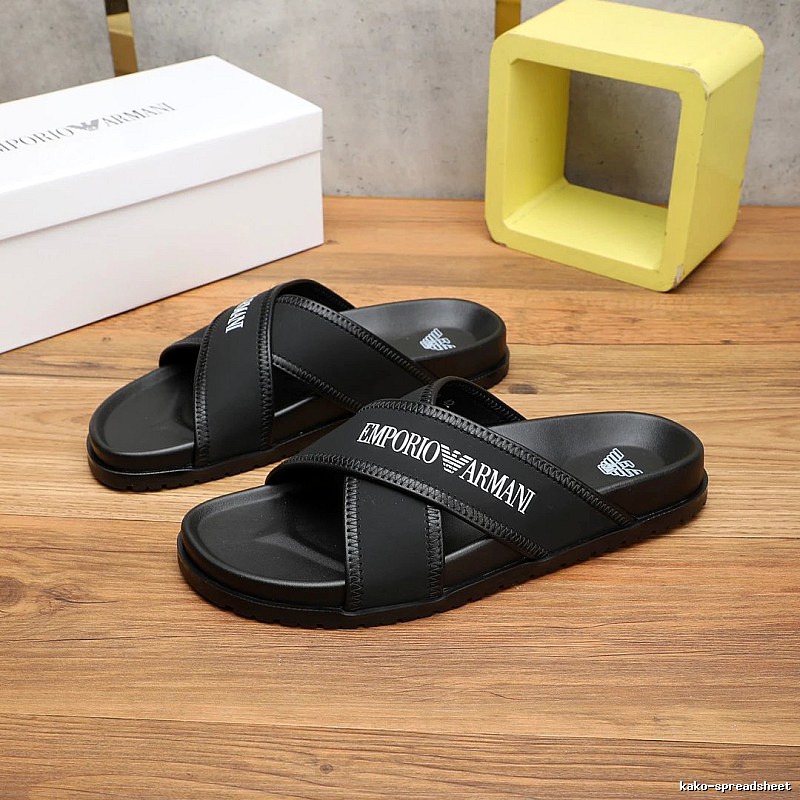Armani EA Series Casual Style Black Slide Sandals