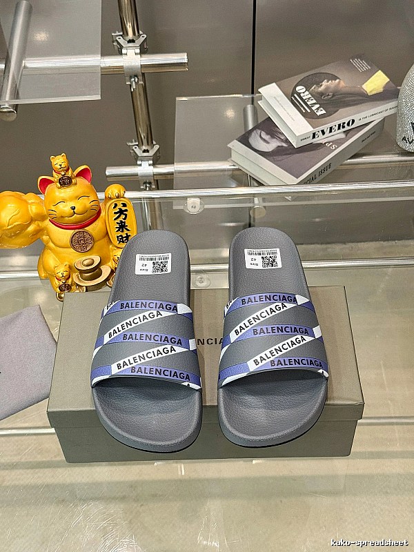 Balenciaga All-over Logo Print Trendy Cool Grey Slides