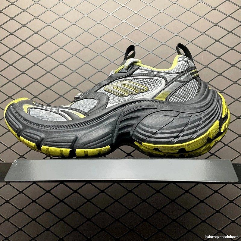 Balenciaga Chunky Runners in Gray and Neon, Finished with Chunky Heel Profile