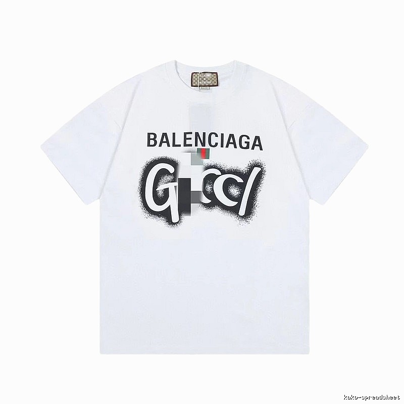 Balenciaga Co-branded Graffiti-style White Short-sleeve T-shirt