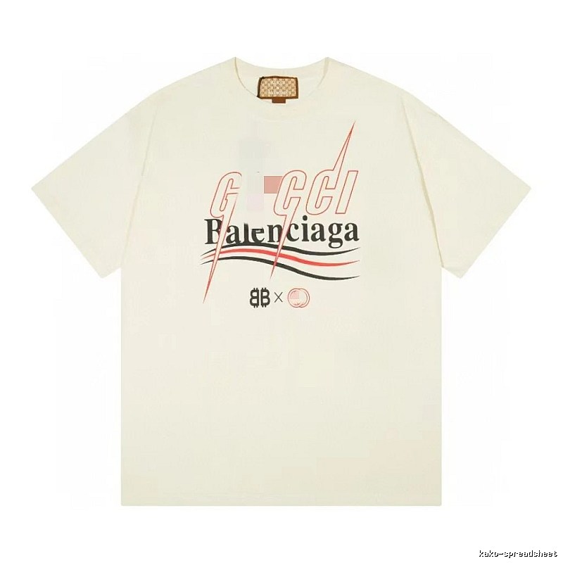 Balenciaga Co-branded Printed Streetwear Off-white Short-sleeve T-shirt