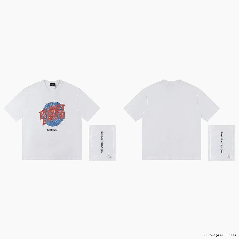 Balenciaga Distressed-style Earth Print White T-Shirt