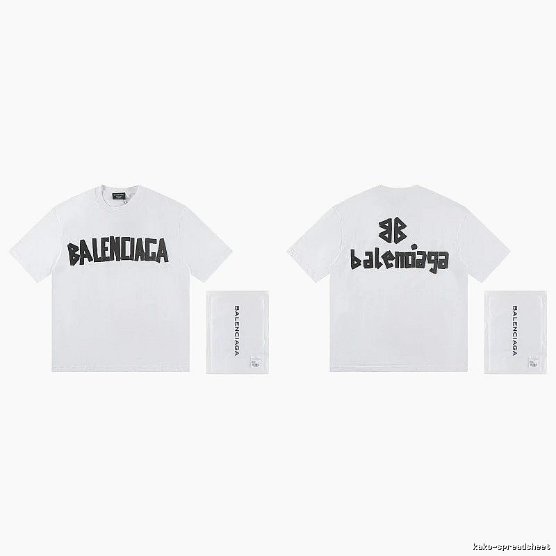 Balenciaga Double B Printed Street Style White T-shirt