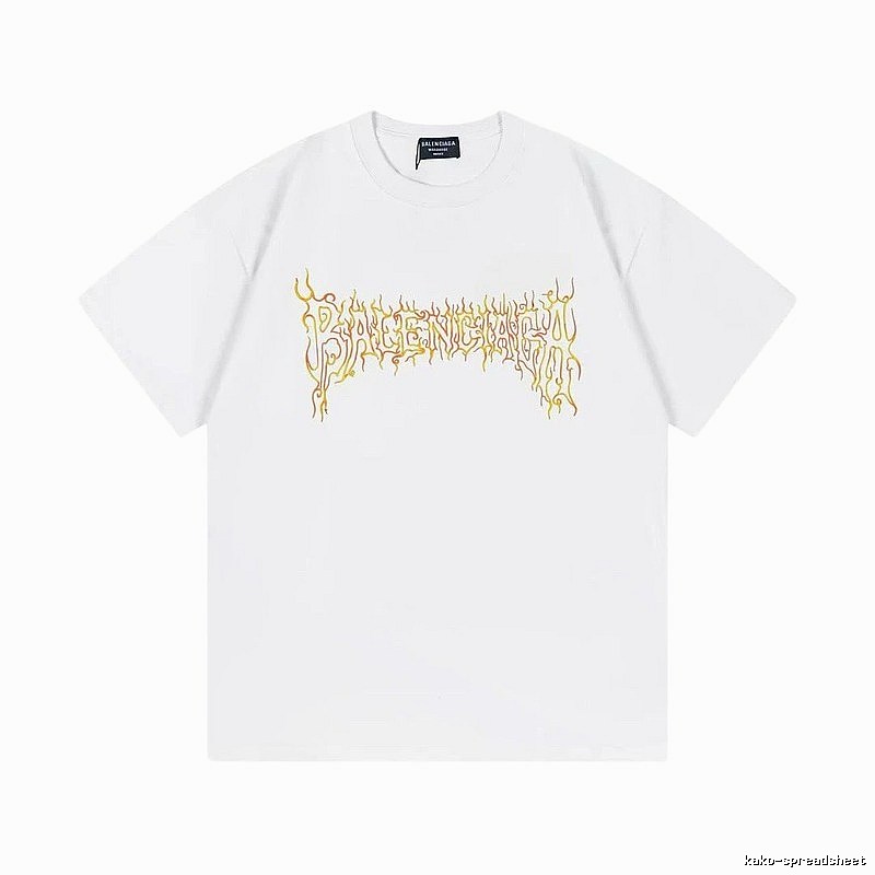 Balenciaga Gothic Style Flame Print White T-Shirt