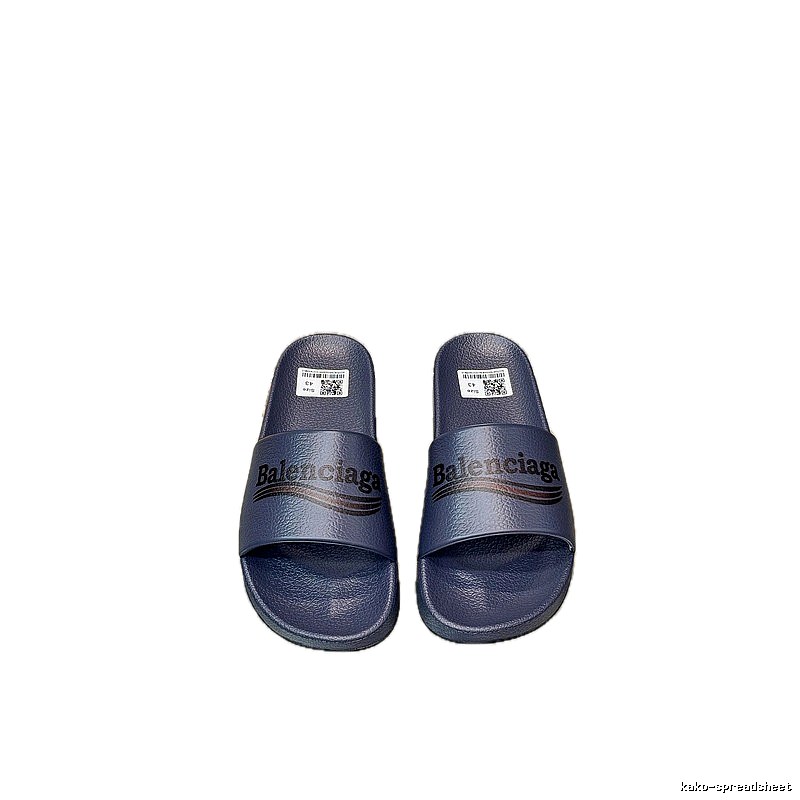 Balenciaga Letter Print Casual Style Navy Blue Slides