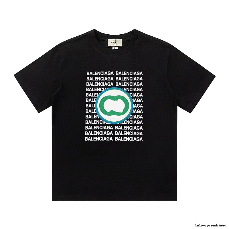Balenciaga Trendy All-over Print Black Short-sleeve T-shirt