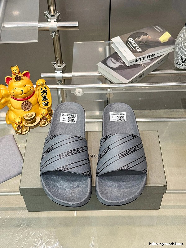 Balenciaga Twill-Printed Grey Streetwear Slides