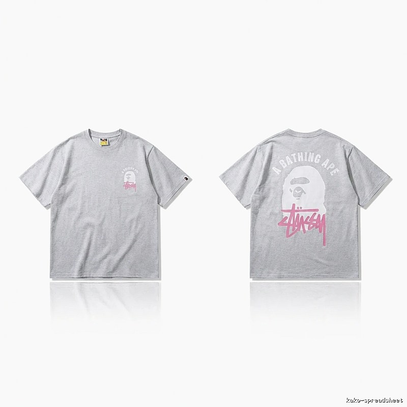 Bape Ape Head Trendy and Cool Style Gray T-shirt