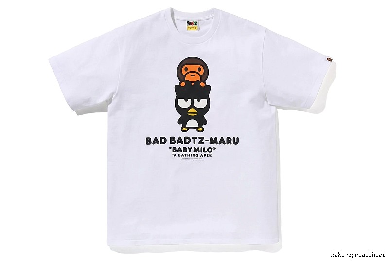 Bape cartoon - printed white T - shirt