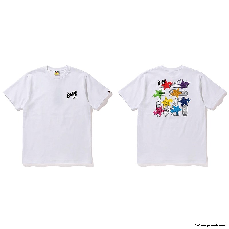 Bape Colorful Printed Style White T-shirt