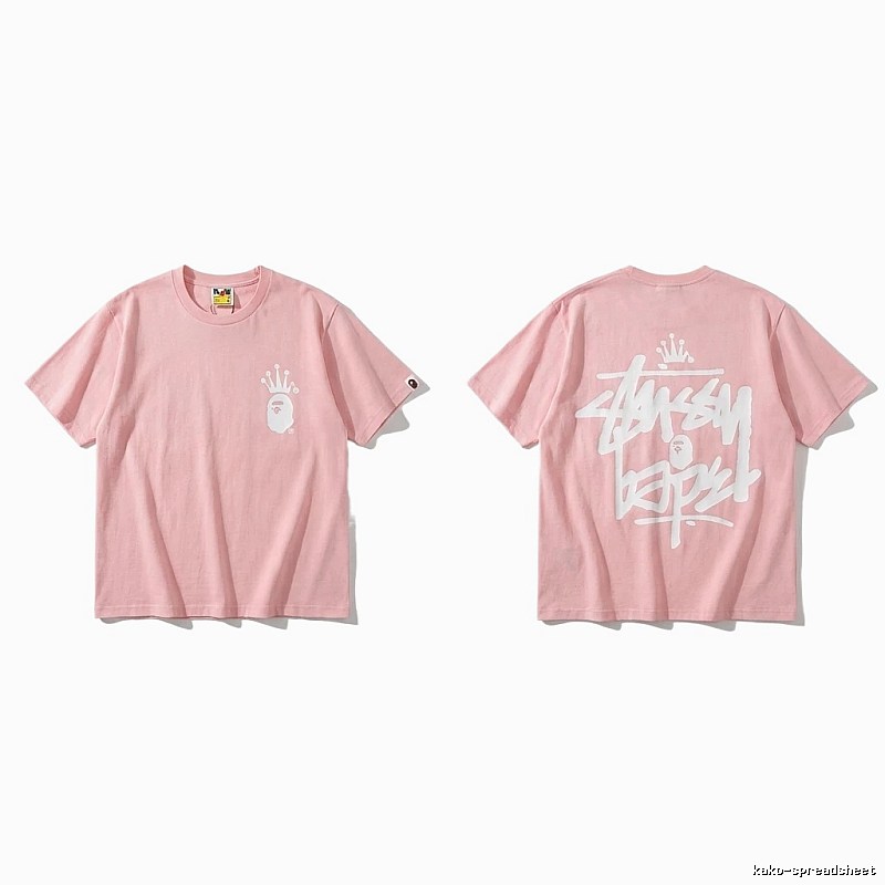 Bape Crown Trendy Pink Short Sleeve
