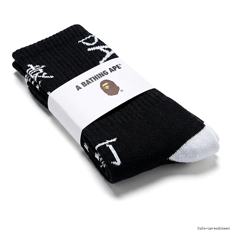 Bape letter-style black socks