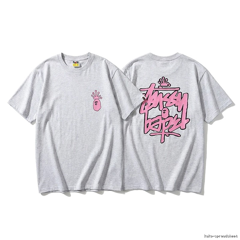 Bape pink graffiti-style short-sleeve shirt