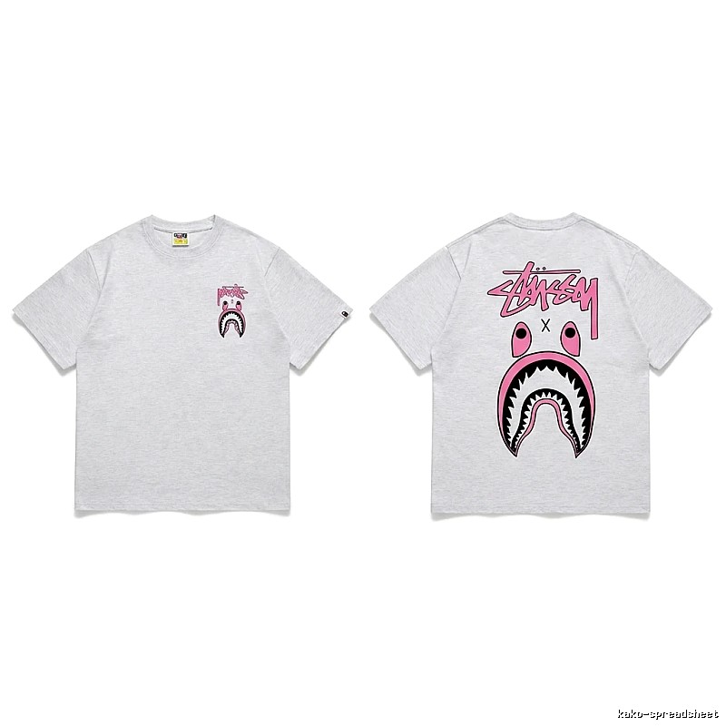 Bape Shark Co-branded Light Grey T-shirt