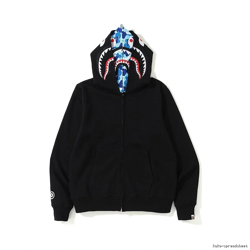 Bape Shark Head Print Black Hoodie