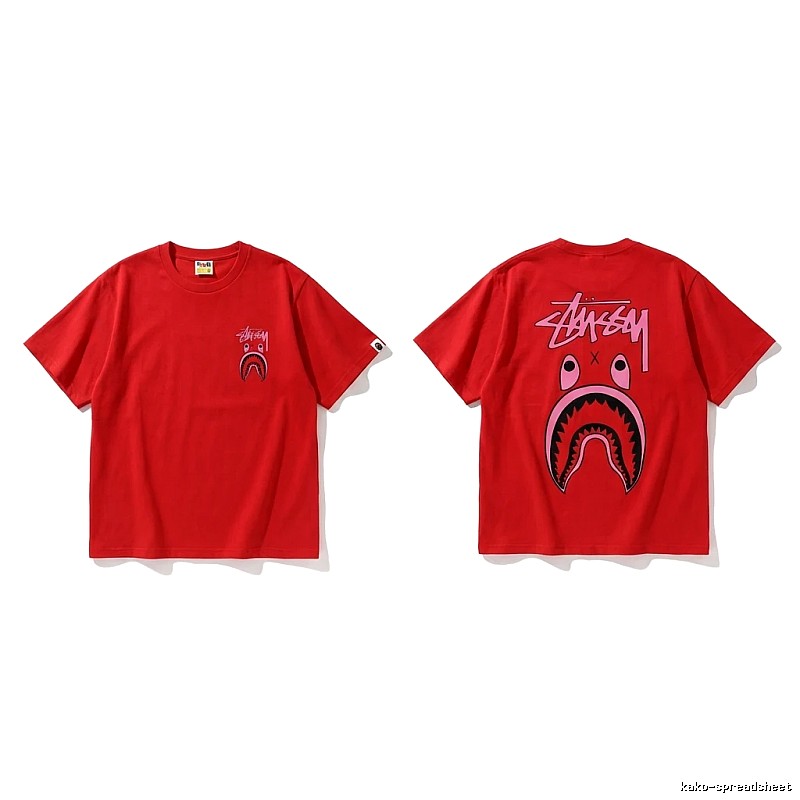 Bape Shark Series Red Trendy T - shirt.