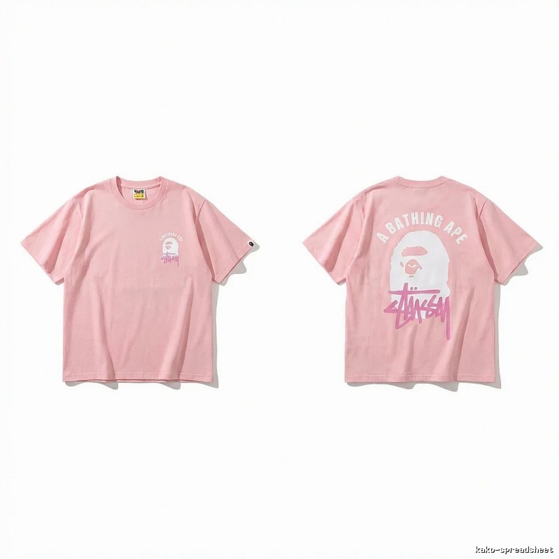 Bape trendy brand pink T-shirt