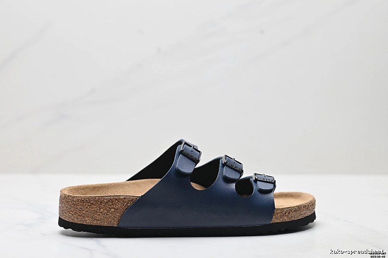 BIRKENSTOCK Three-Buckle Casual Dark Blue Slide Sandals