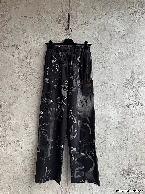 Black Botanical Pattern Wide-Leg Pants