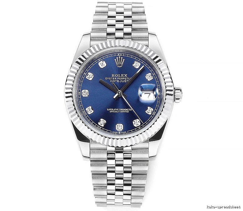 Blue Diamond-Marker Dial Silver And Blue Rolex Datejust Automatic Watch
