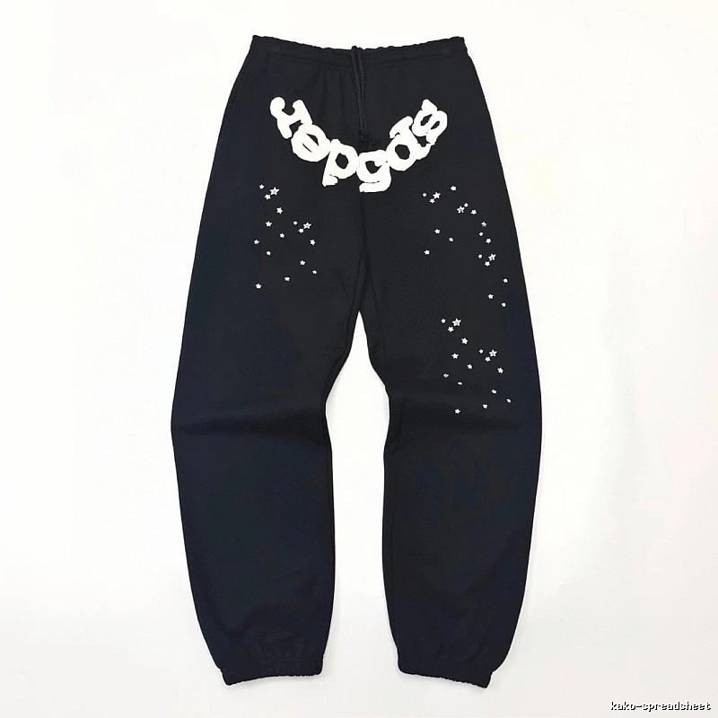Bold White Branding Sp5der Logo Sweatpants in Black
