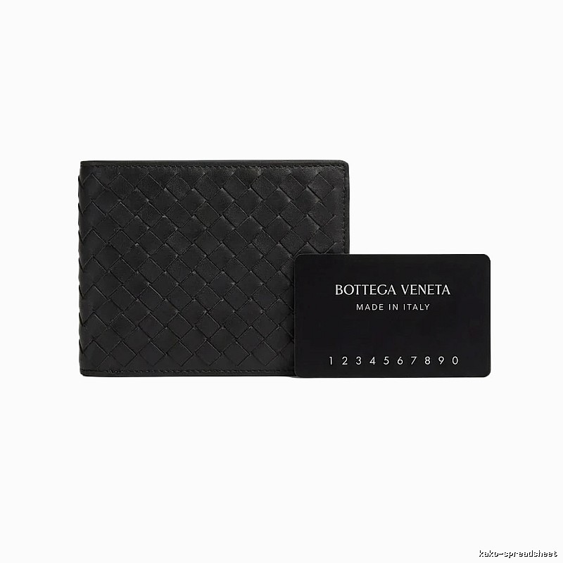Bottega Veneta Woven Style Black Short Wallet