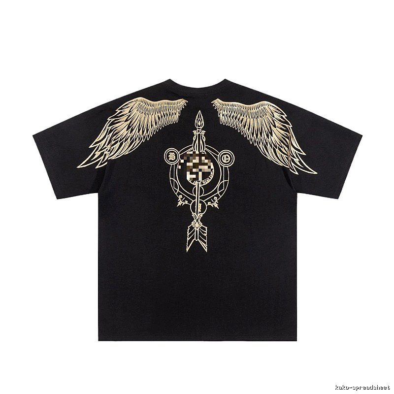 BOY Gold-foil Stamped Wings Street Style Black Short-sleeve T-shirt