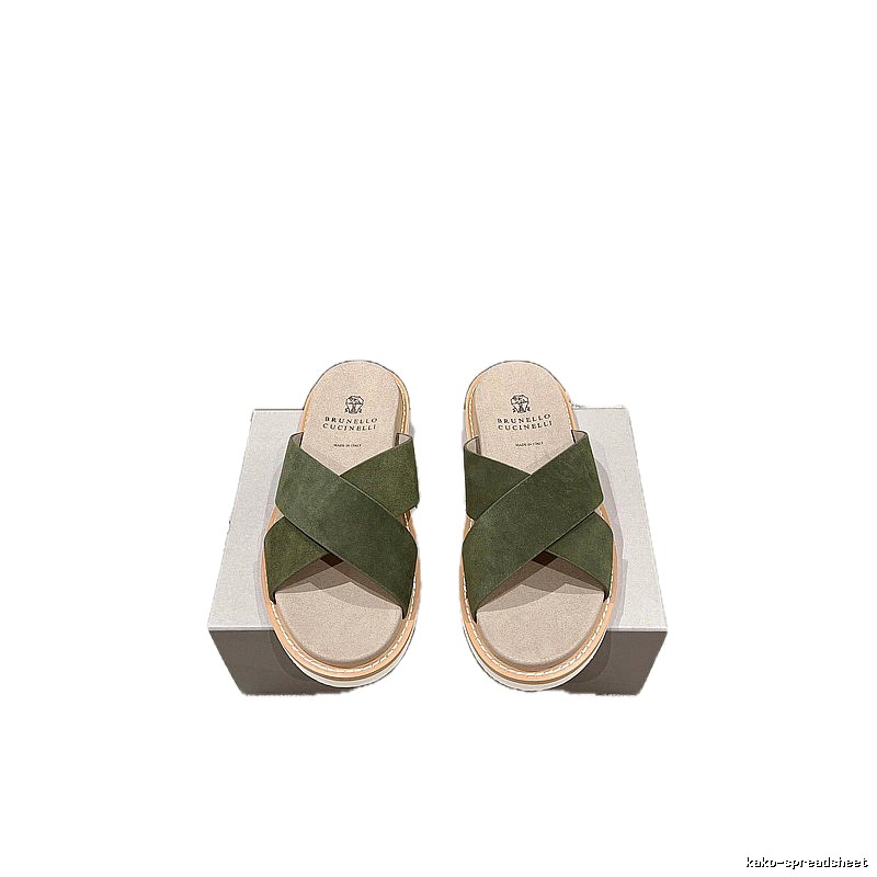 Brunello Cucinelli Casual-style Army Green Slides