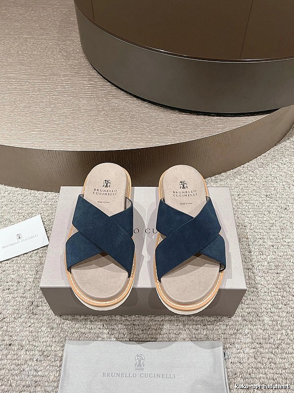 Brunello Cucinelli Minimalist Casual Navy Blue Slide Sandals