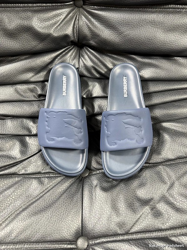 Burberry Equestrian Knight Collection Minimalist Grey-Blue Slide Sandals