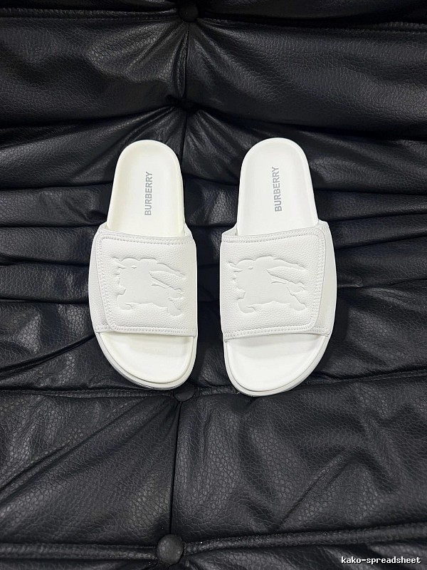 Burberry Knight Logo Minimalist Style White Slide Sandals
