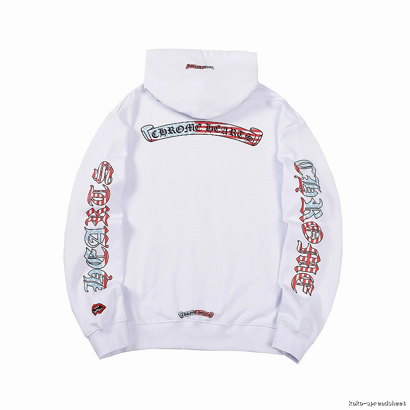 Chrome Hearts 2088-78 White Cross Graphic Hoodie Logo Detail