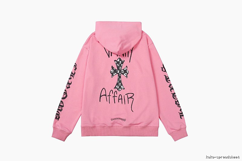 Chrome Hearts 2088-91 Pink Red Cross Graphic Hoodie Campus Look