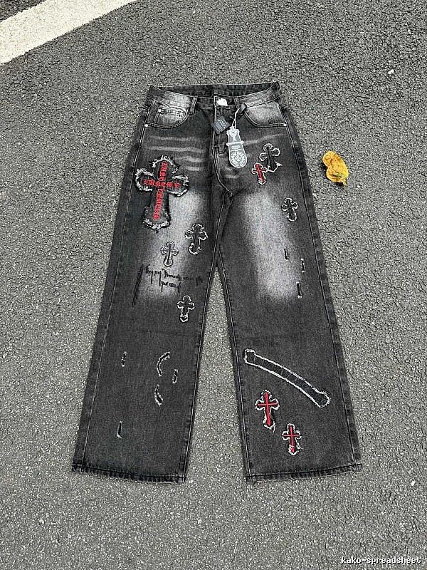 Chrome Hearts Black Wash Weekend Cross Graphic Jeans