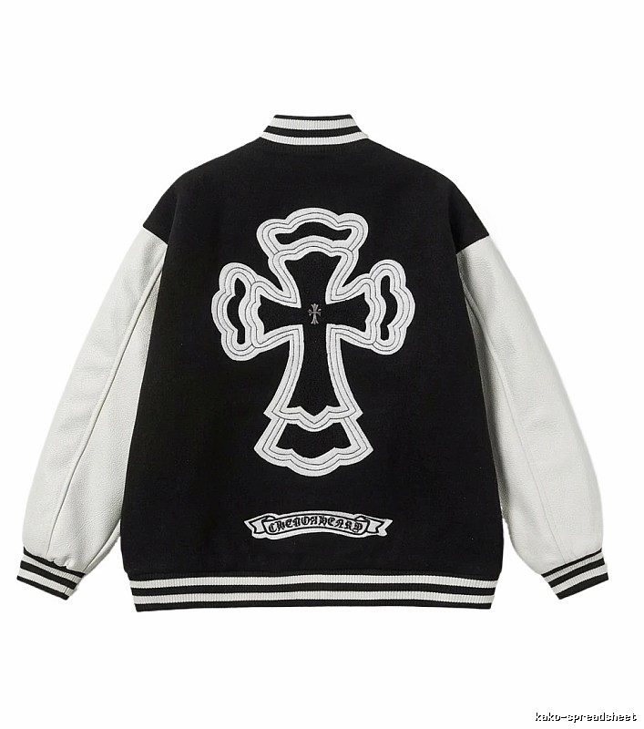 Chrome Hearts Cross Black and White Baseball Jacket