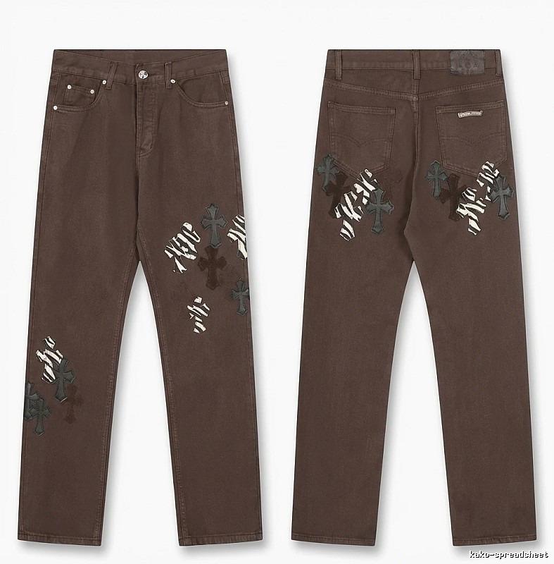 Chrome Hearts Cross Dark Style Brown Pants